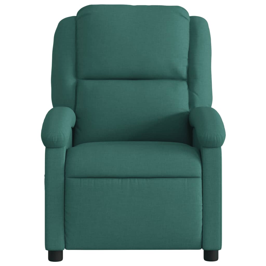 vidaXL Sillón de masaje reclinable de tela verde oscuro