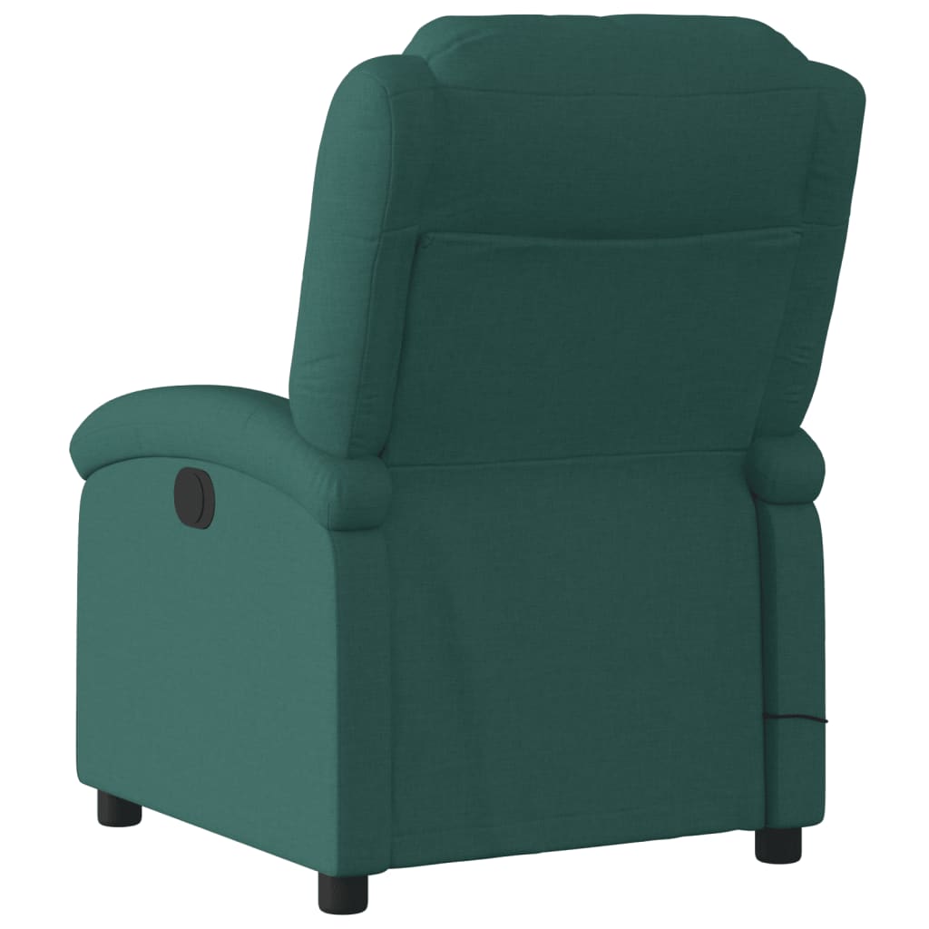 vidaXL Sillón de masaje reclinable de tela verde oscuro