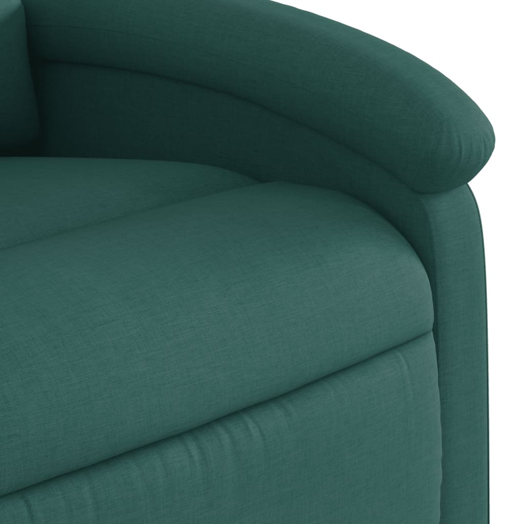 vidaXL Sillón de masaje reclinable de tela verde oscuro