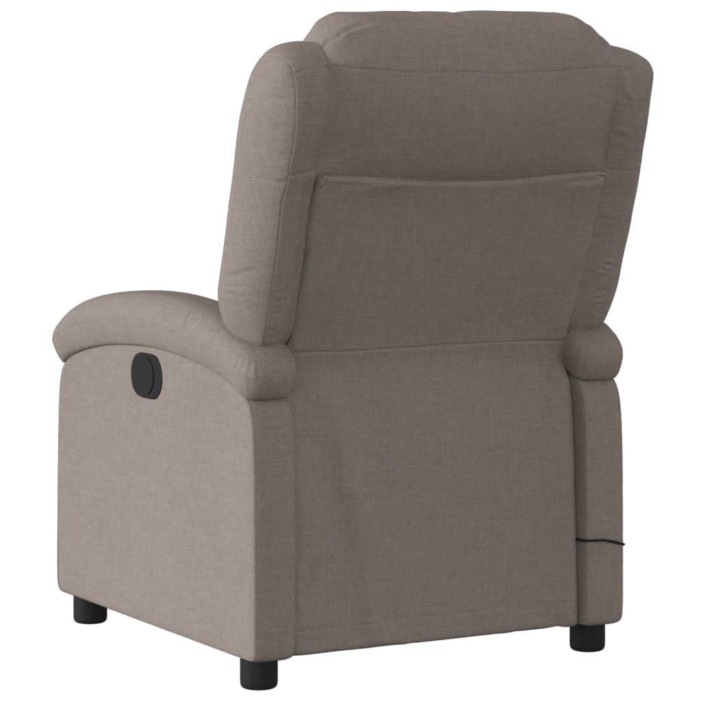 vidaXL Sillón de masaje reclinable de tela gris taupé