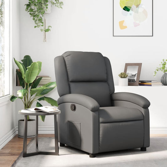 vidaXL Sillón reclinable de cuero sintético gris