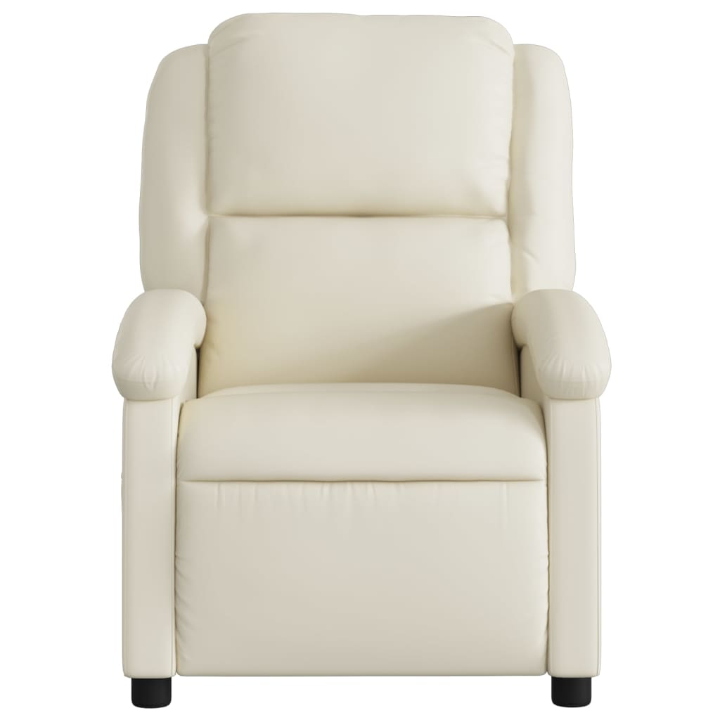 vidaXL Sillón reclinable de masaje cuero sintético crema