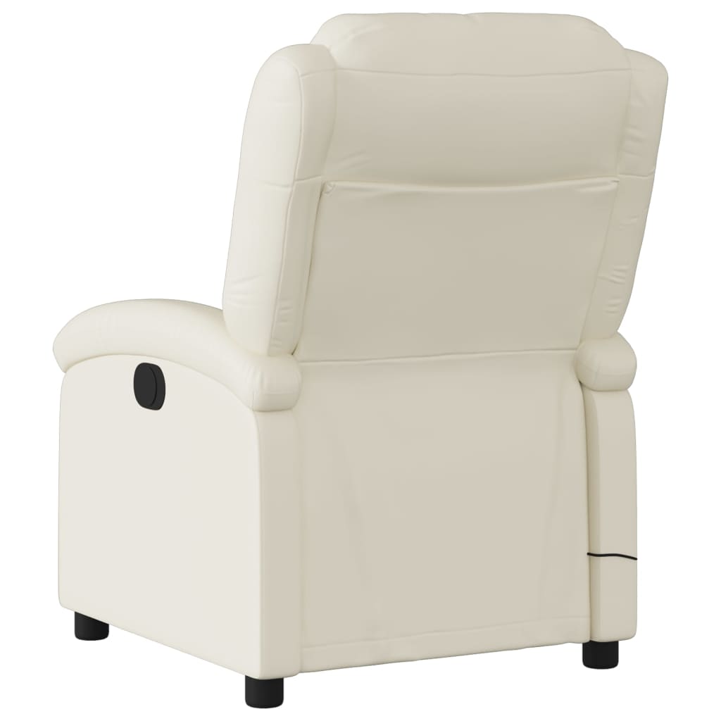 vidaXL Sillón reclinable de masaje cuero sintético crema