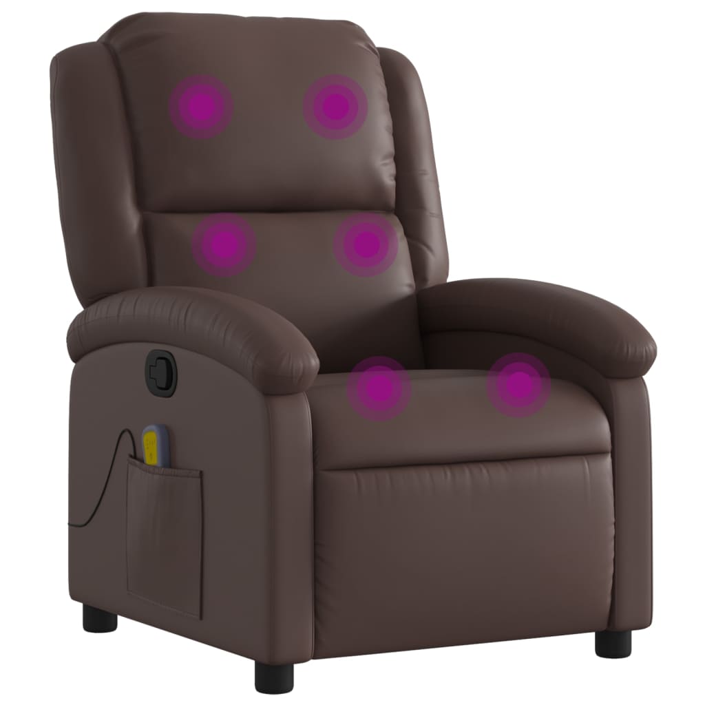 vidaXL Sillón de masaje reclinable cuero sintético marrón