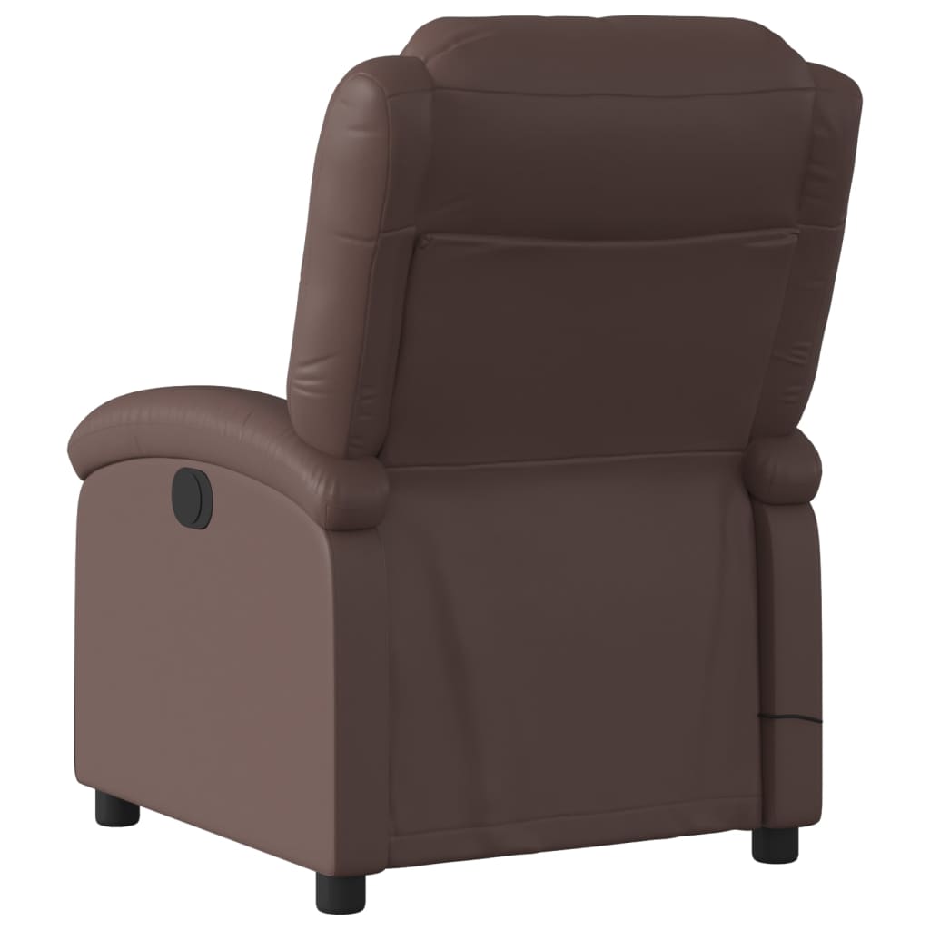 vidaXL Sillón de masaje reclinable cuero sintético marrón