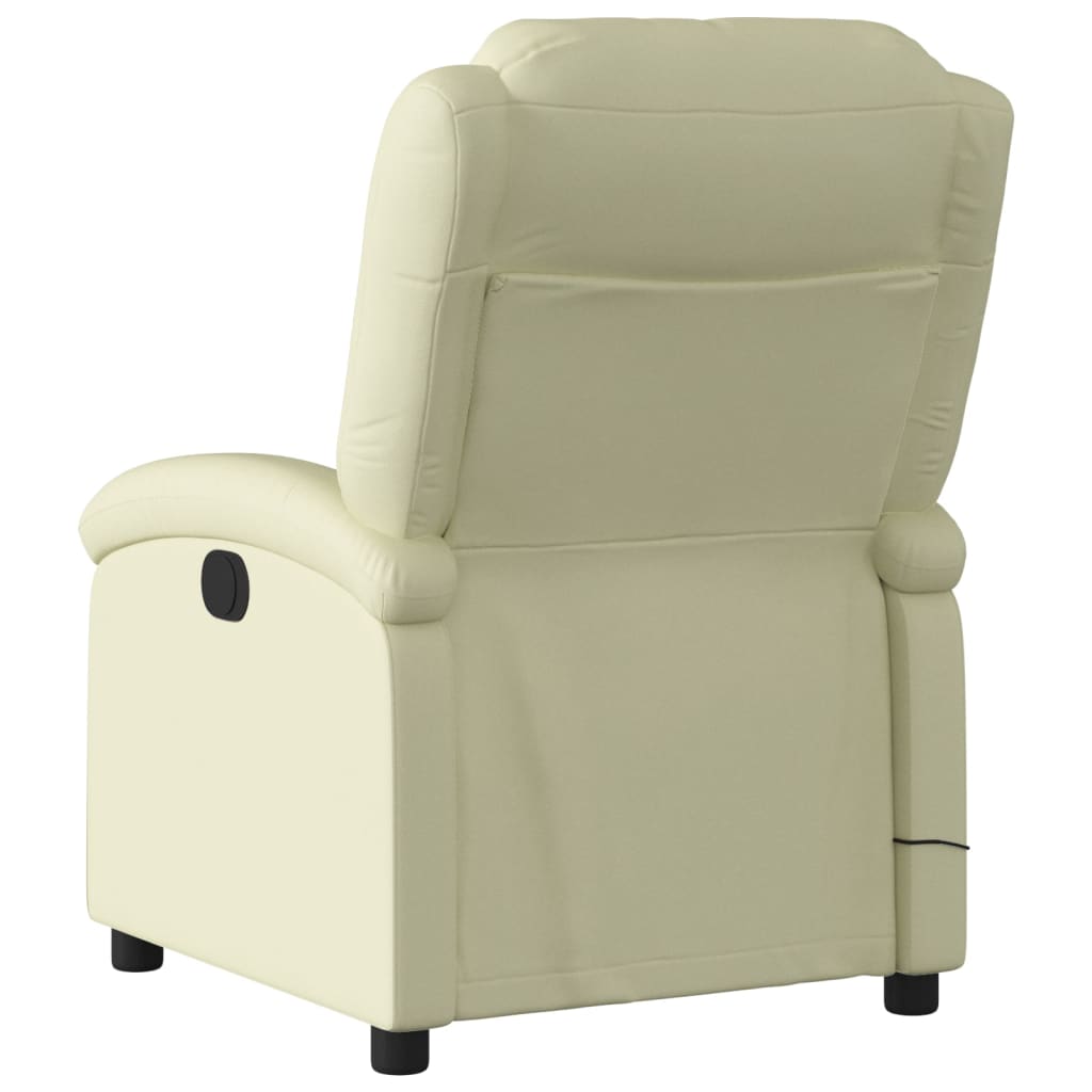 vidaXL Sillón reclinable de masaje cuero auténtico crema