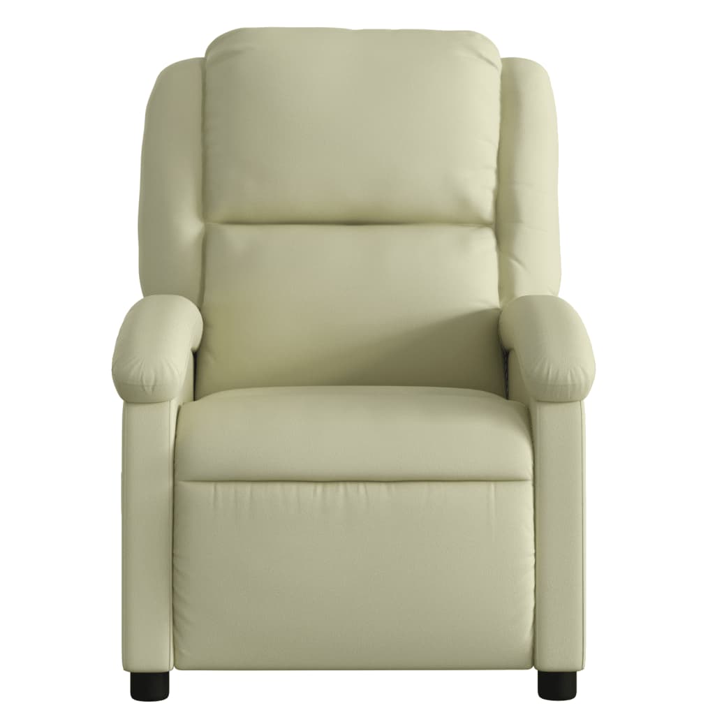 vidaXL Sillón reclinable de masaje cuero auténtico crema