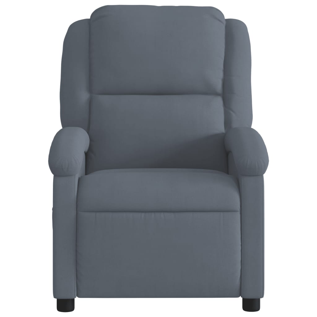 vidaXL Sillón de masaje reclinable de terciopelo gris oscuro