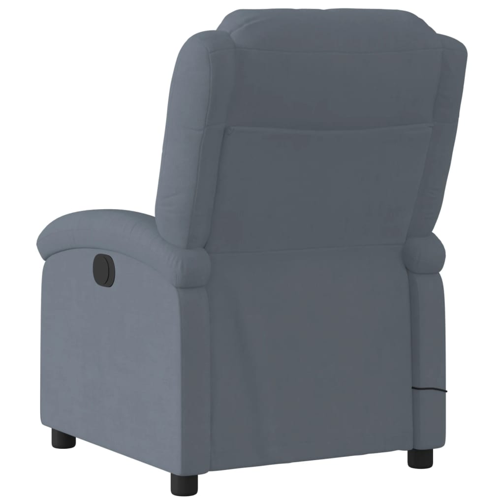 vidaXL Sillón de masaje reclinable de terciopelo gris oscuro