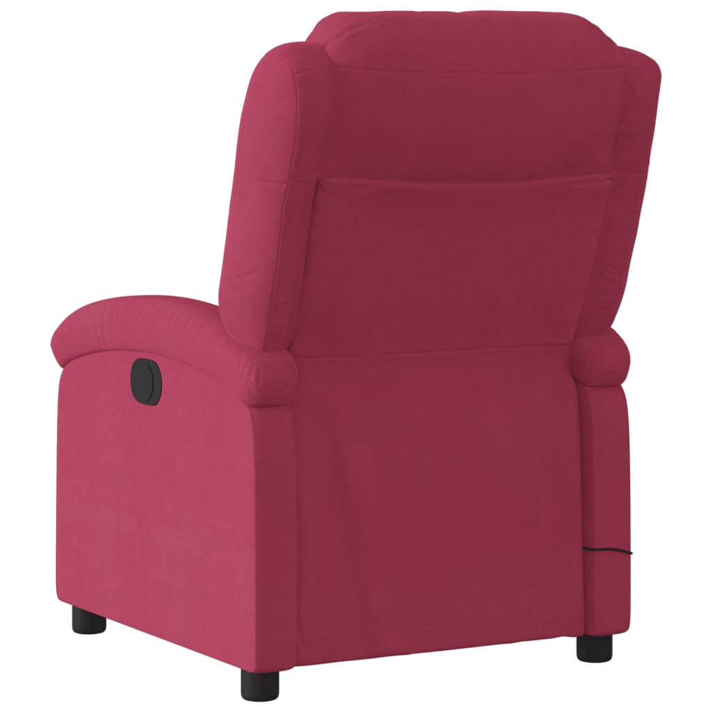 vidaXL Sillón de masaje reclinable de terciopelo vino tinto