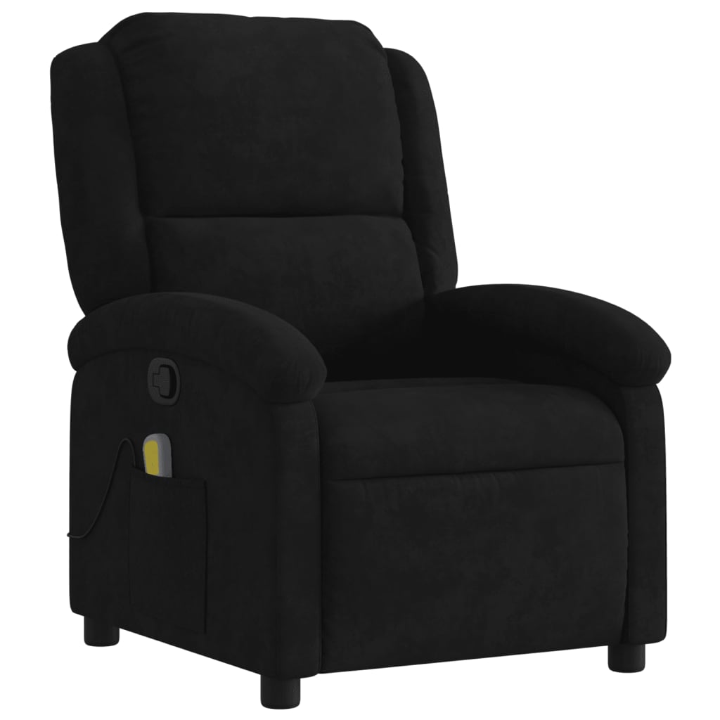 vidaXL Sillón de masaje reclinable de terciopelo negro