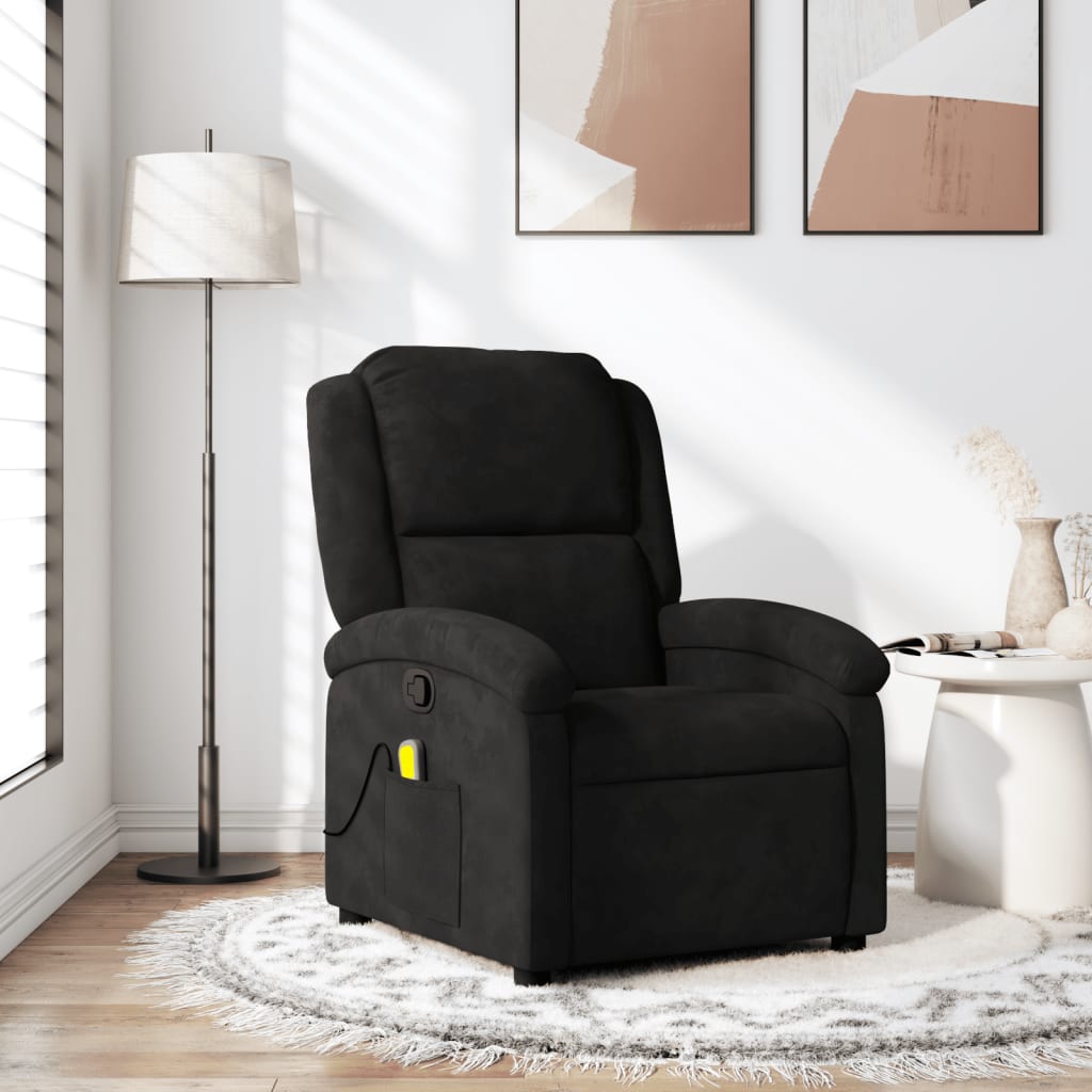 vidaXL Sillón de masaje reclinable de terciopelo negro