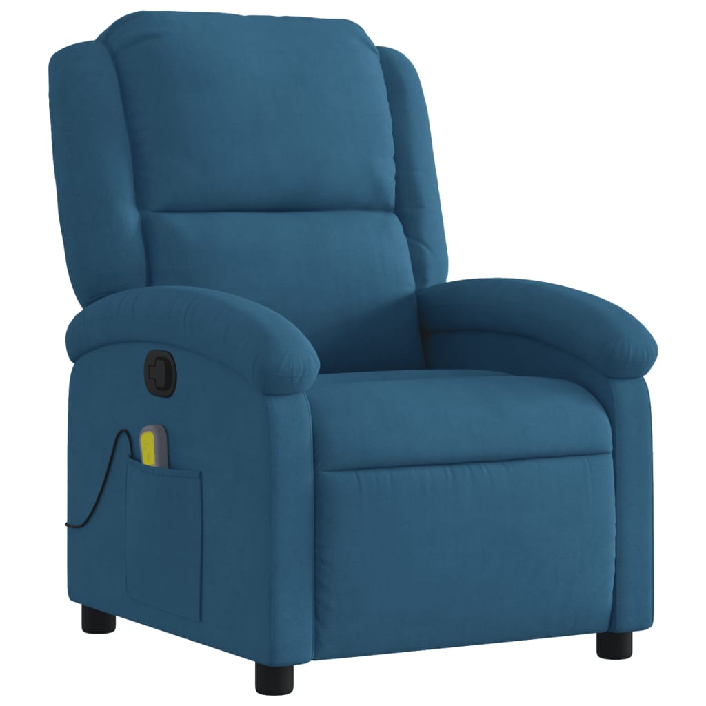 vidaXL Sillón de masaje reclinable de terciopelo azul