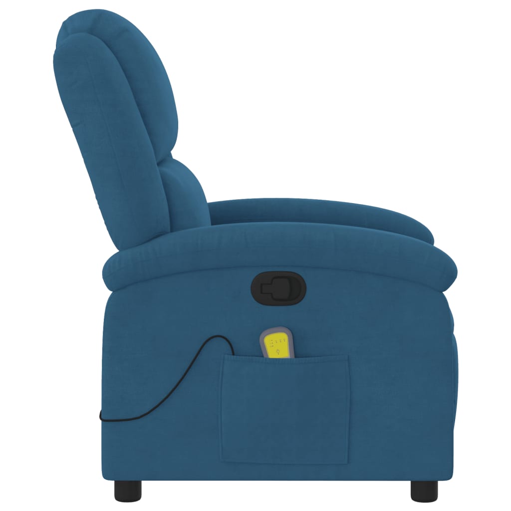 vidaXL Sillón de masaje reclinable de terciopelo azul