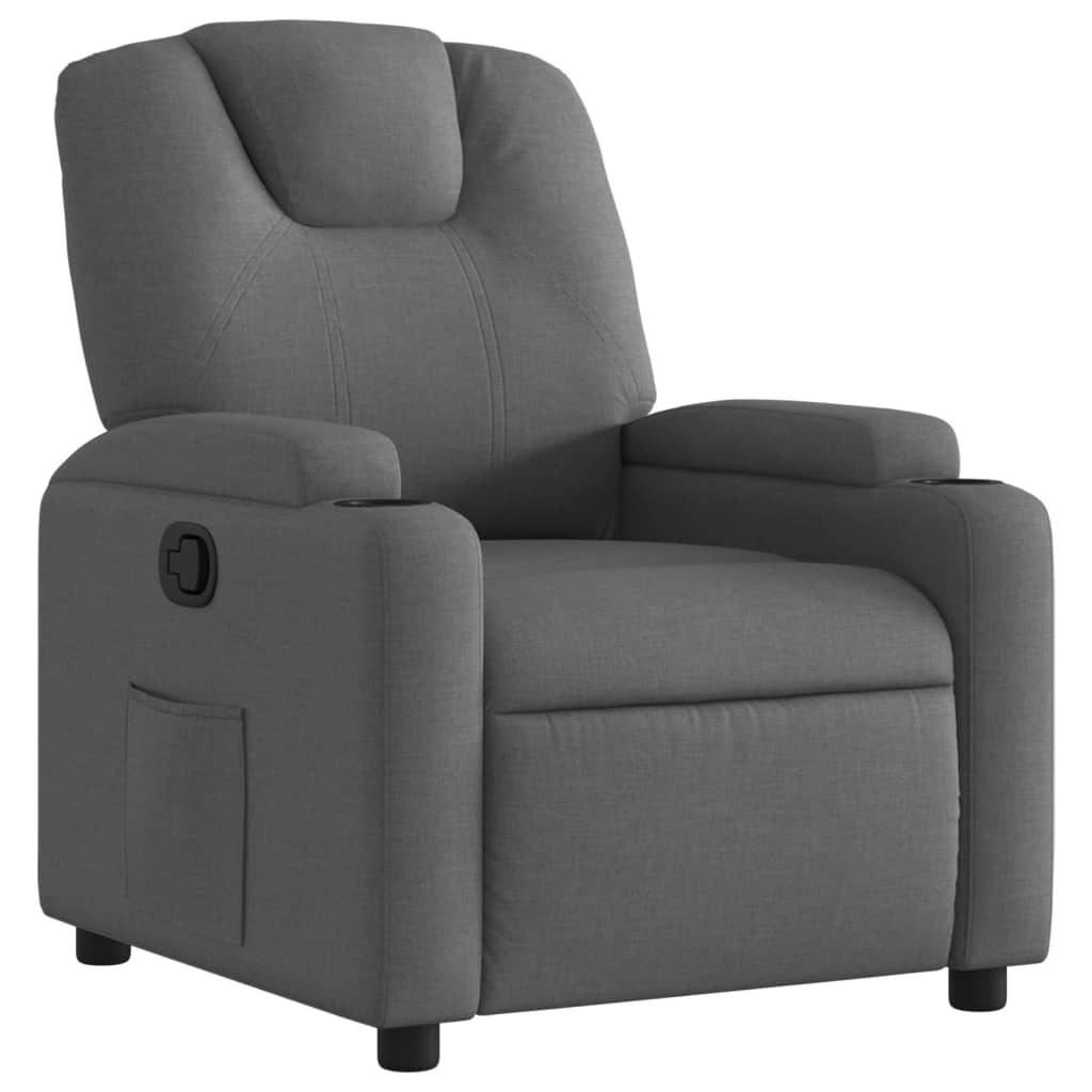 vidaXL Sillón reclinable de tela gris oscuro