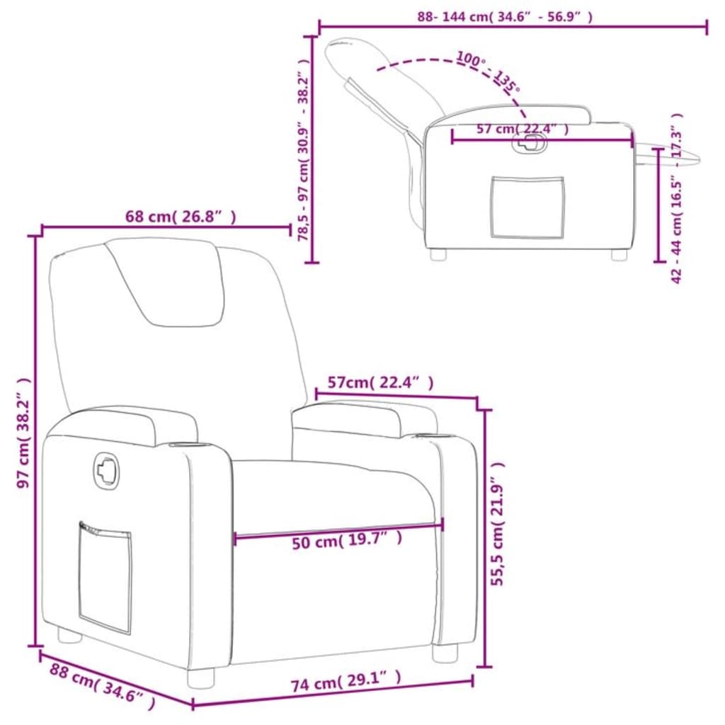 vidaXL Sillón reclinable de tela gris oscuro