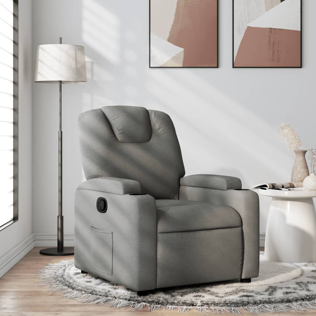 vidaXL Sillón reclinable de tela gris oscuro