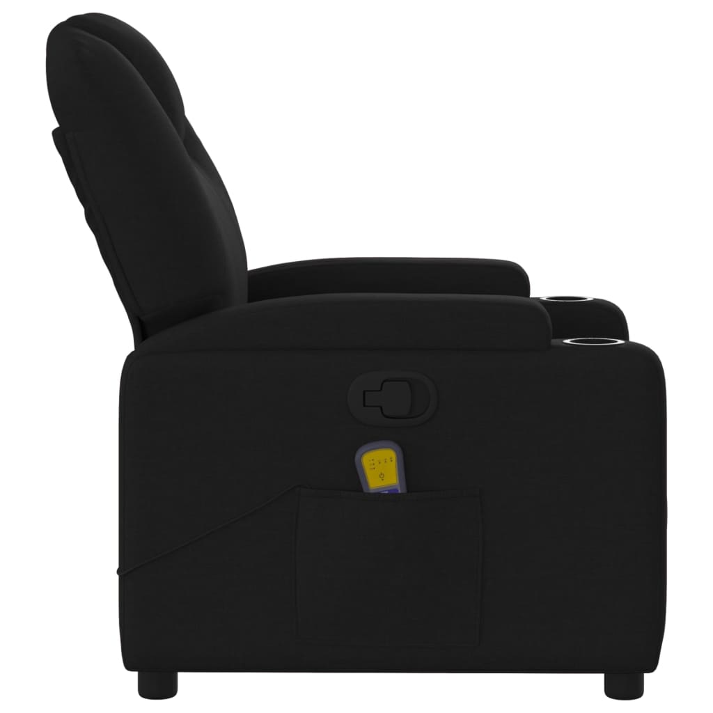 vidaXL Sillón reclinable de masaje de tela negro