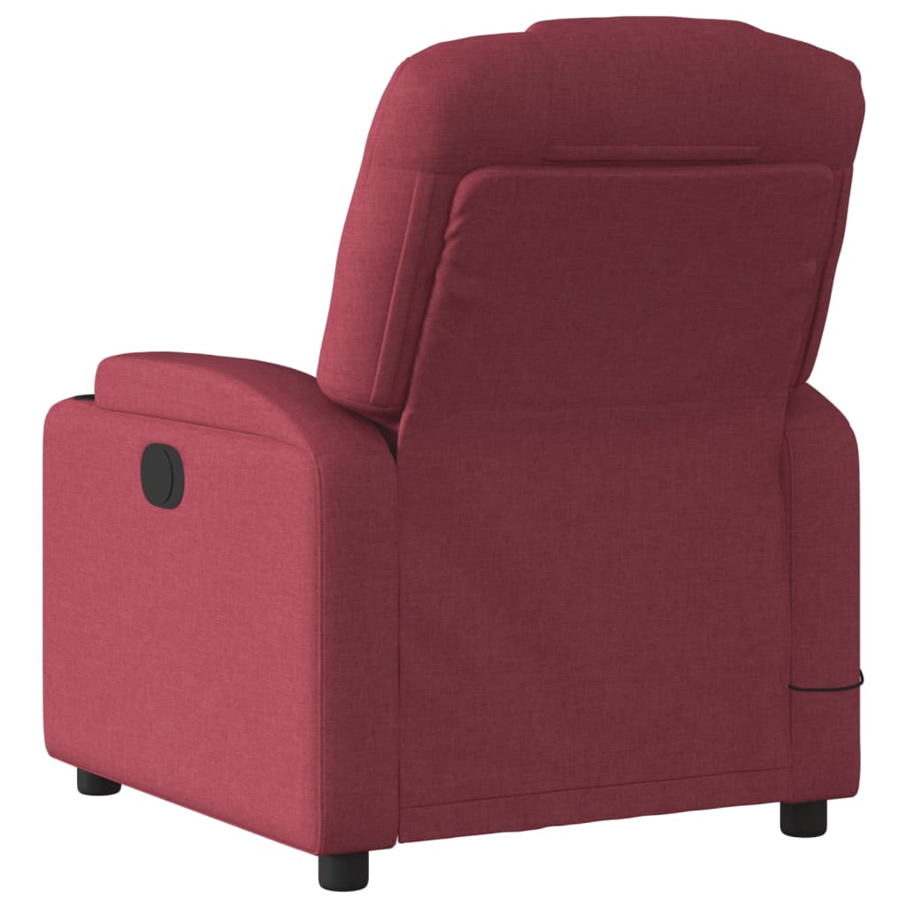 vidaXL Sillón de masaje reclinable de tela color vino tinto