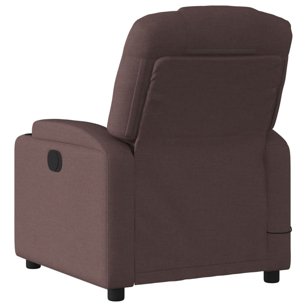 vidaXL Sillón de masaje reclinable de tela marrón oscuro