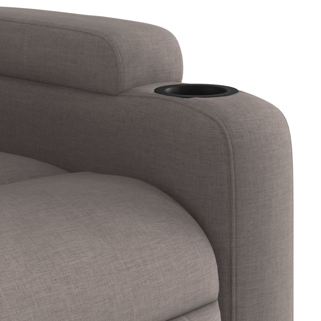 vidaXL Sillón de masaje reclinable de tela gris taupé