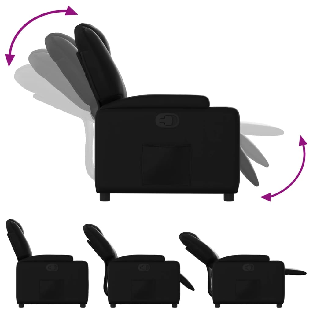 vidaXL Sillón reclinable de cuero sintético negro