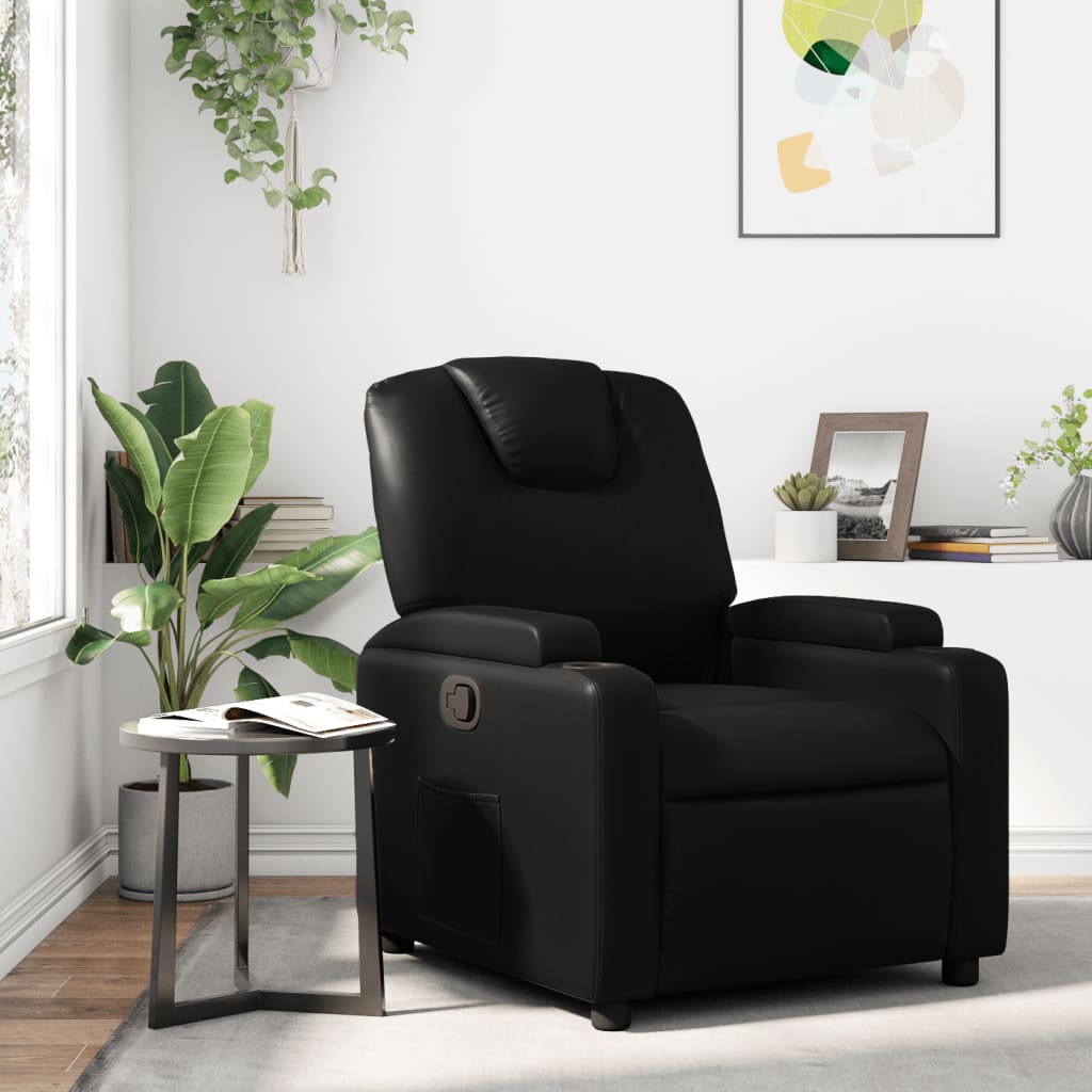 vidaXL Sillón reclinable de cuero sintético negro