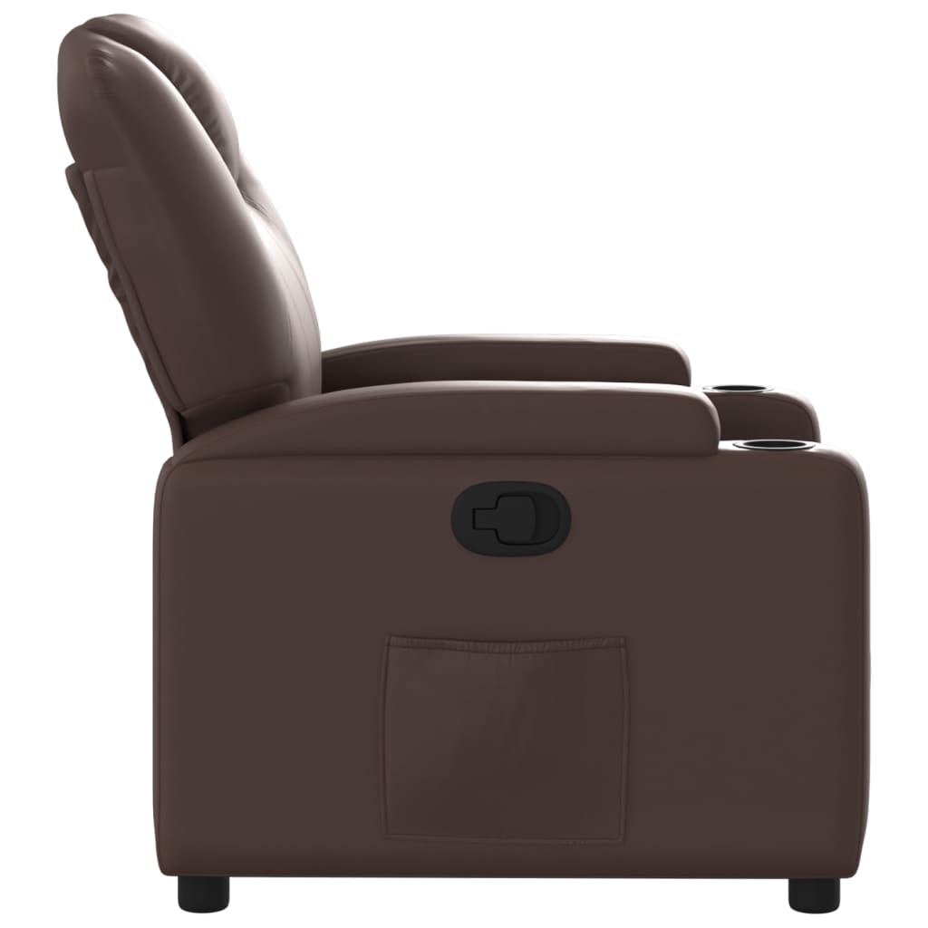 vidaXL Sillón reclinable de cuero sintético marrón