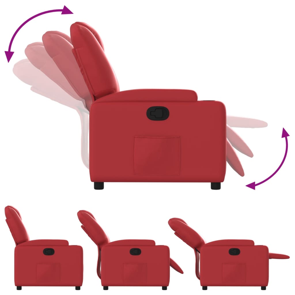 vidaXL Sillón reclinable de cuero sintético rojo