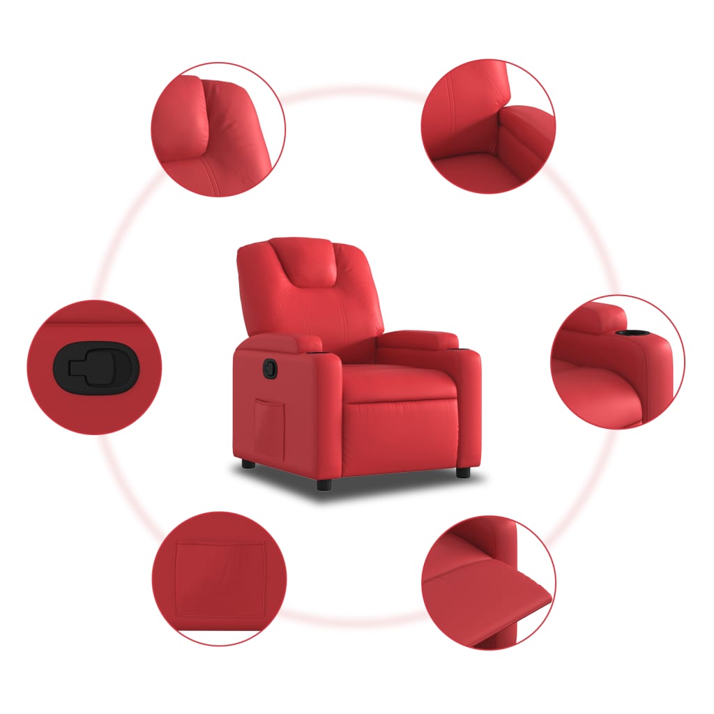 vidaXL Sillón reclinable de cuero sintético rojo