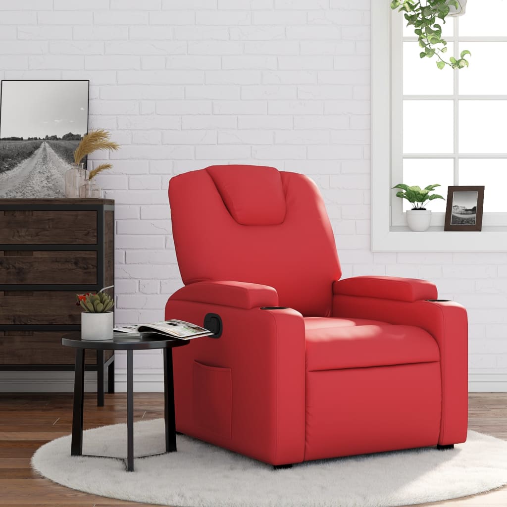 vidaXL Sillón reclinable de cuero sintético rojo