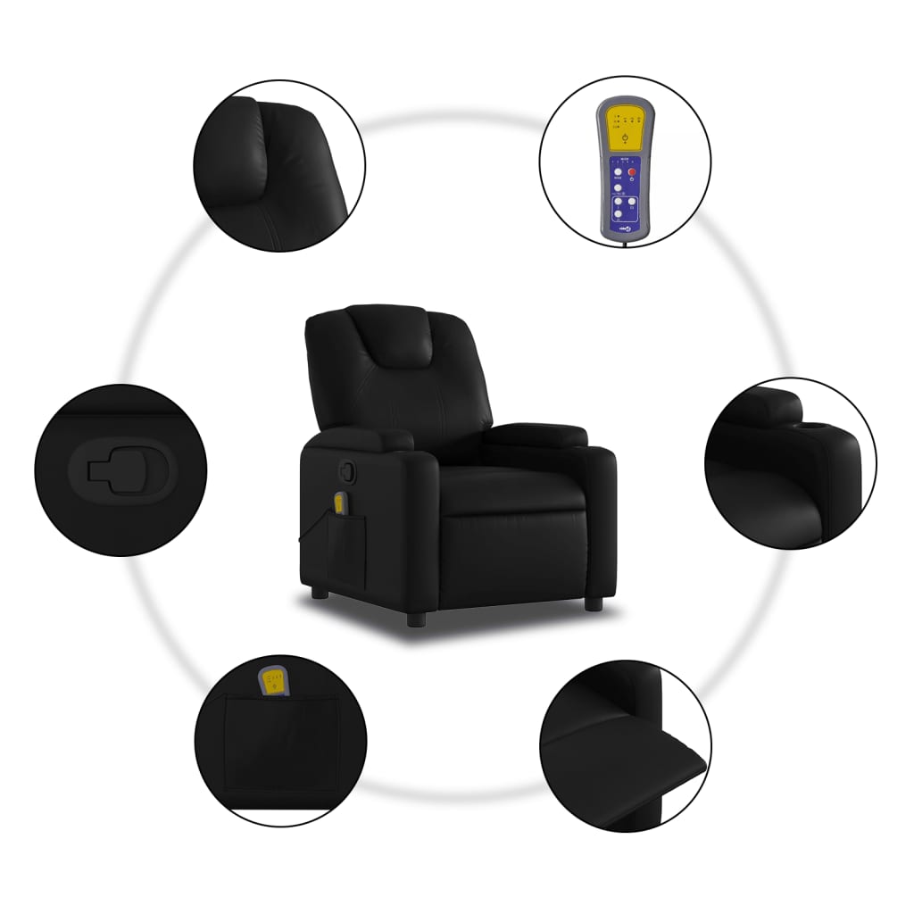 vidaXL Sillón de masaje reclinable cuero sintético negro