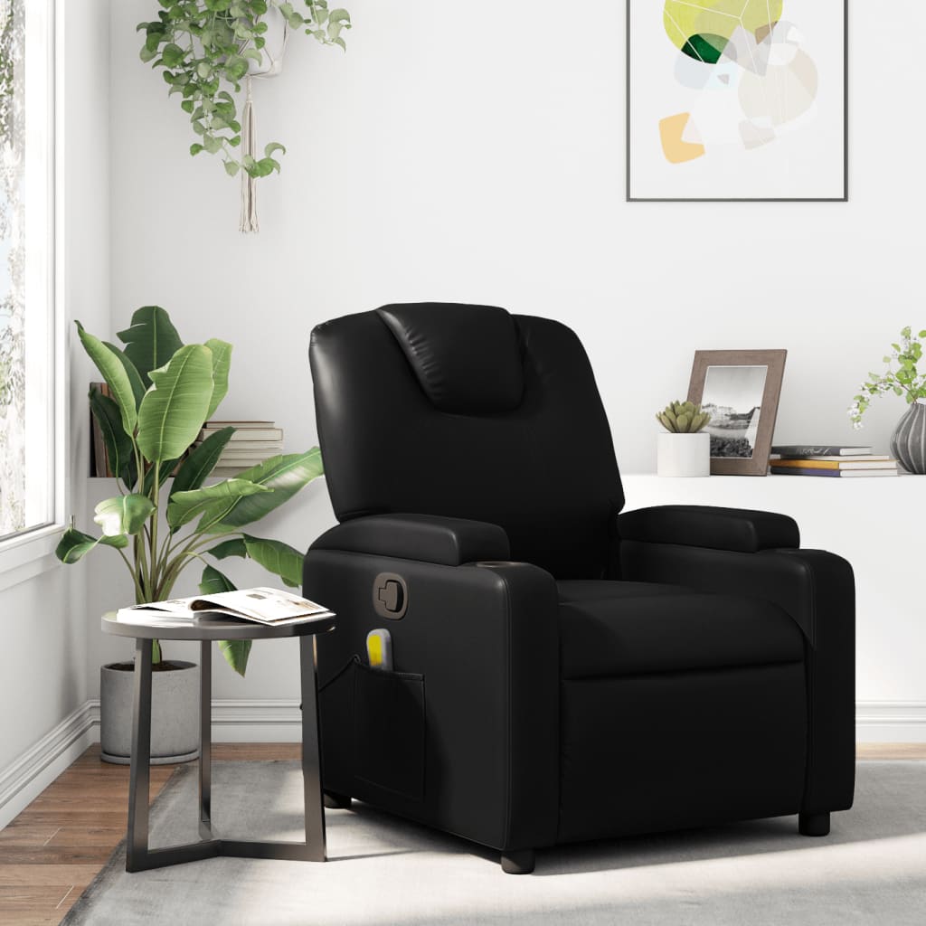 vidaXL Sillón de masaje reclinable cuero sintético negro