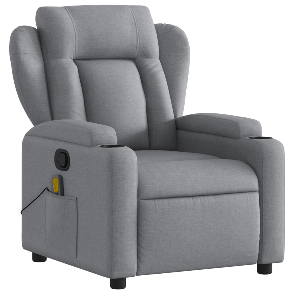 vidaXL Sillón reclinable de masaje de tela gris claro