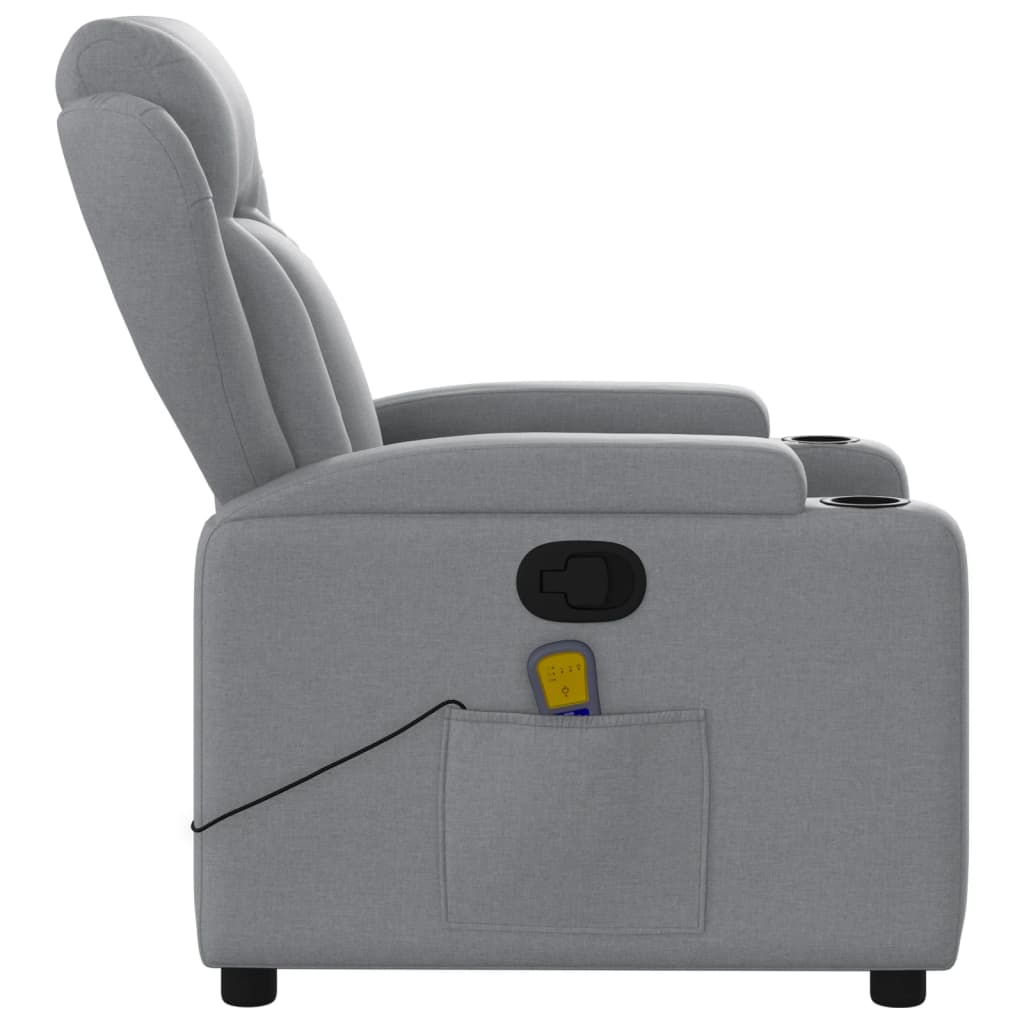 vidaXL Sillón reclinable de masaje de tela gris claro