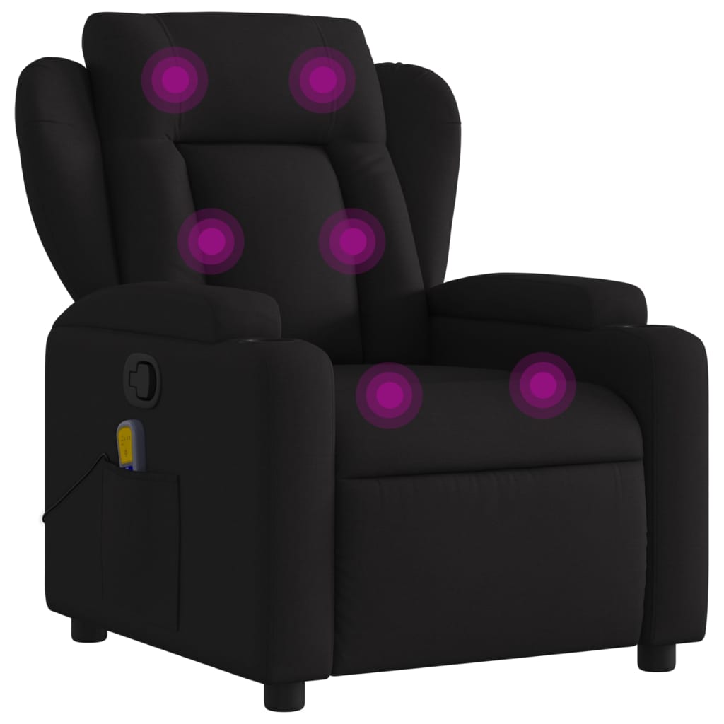 vidaXL Sillón reclinable de masaje de tela negro