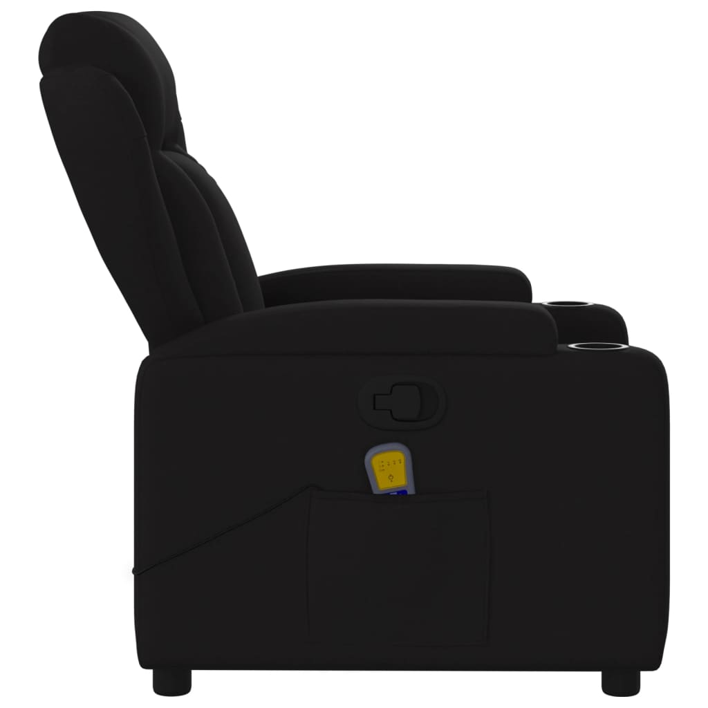 vidaXL Sillón reclinable de masaje de tela negro