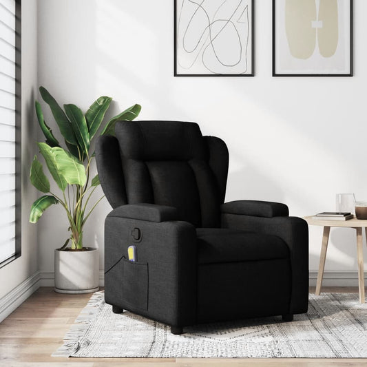 vidaXL Sillón reclinable de masaje de tela negro