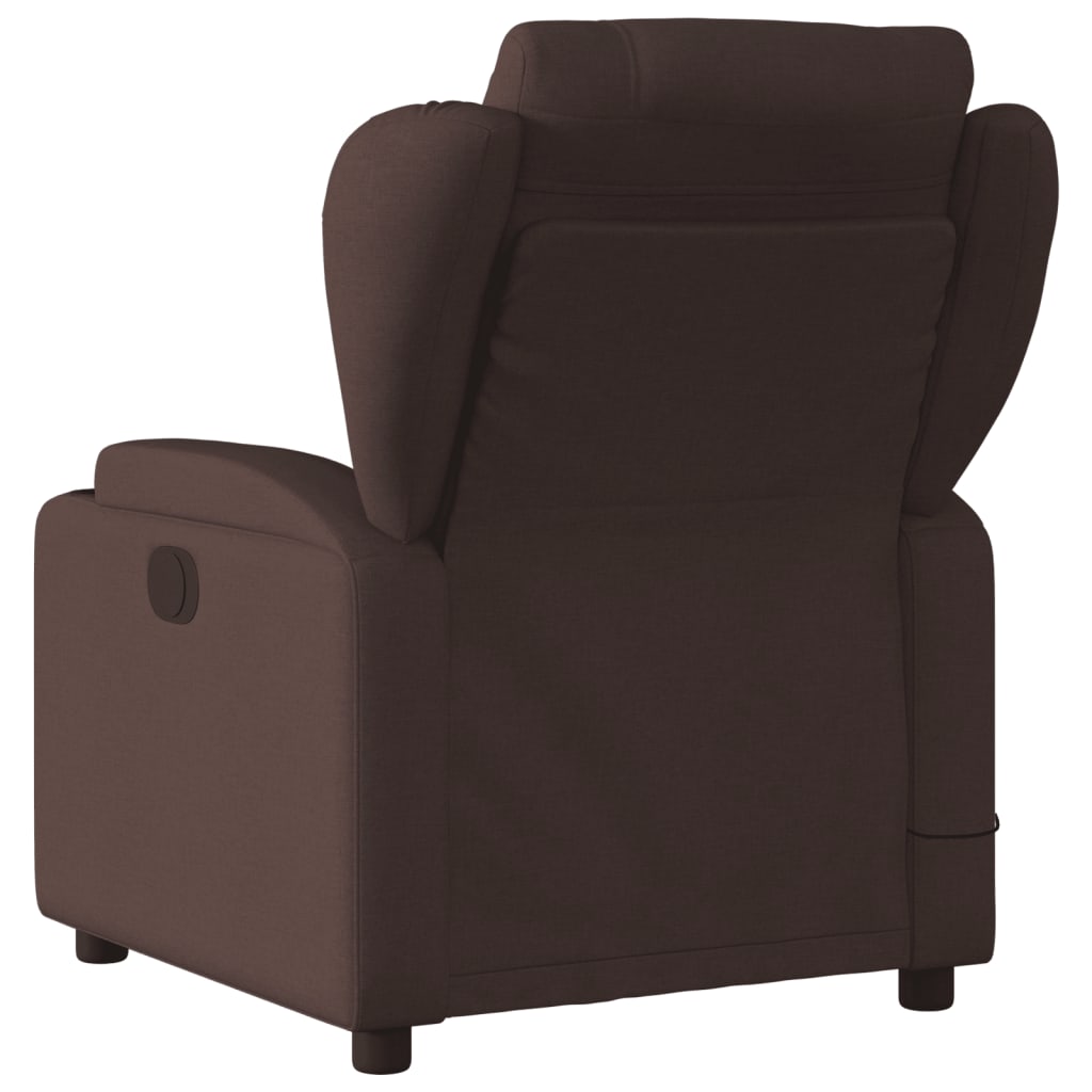 vidaXL Sillón de masaje reclinable de tela marrón oscuro