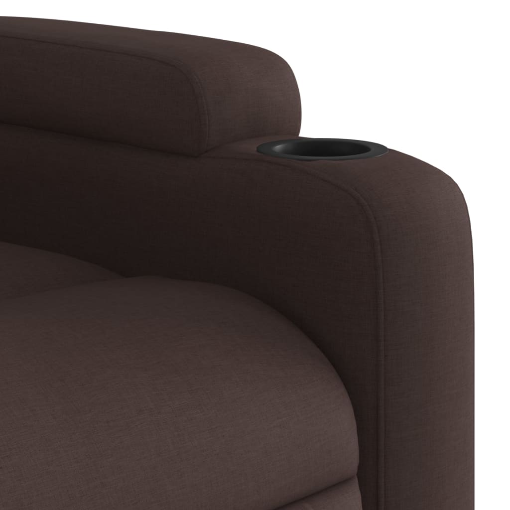 vidaXL Sillón de masaje reclinable de tela marrón oscuro