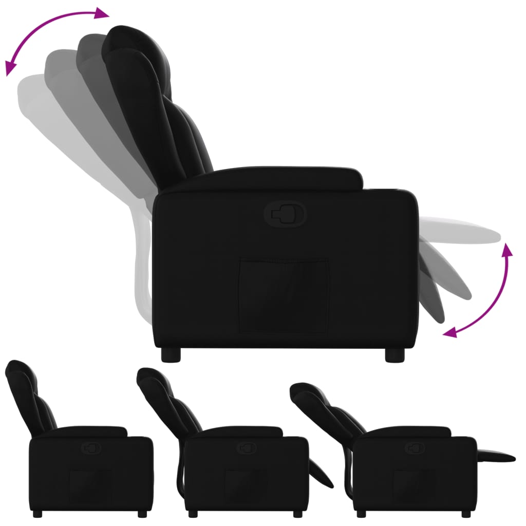 vidaXL Sillón reclinable de cuero sintético negro