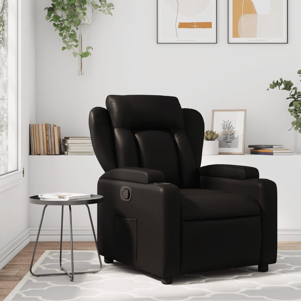 vidaXL Sillón reclinable de cuero sintético negro