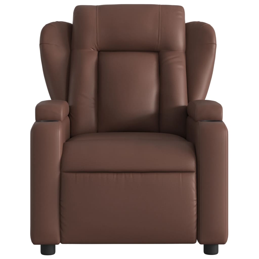 vidaXL Sillón reclinable de cuero sintético marrón