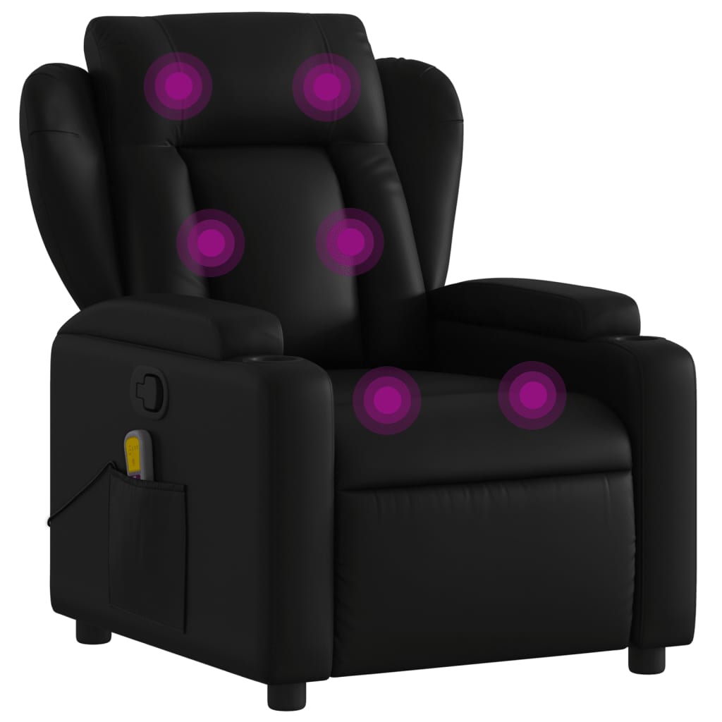 vidaXL Sillón de masaje reclinable cuero sintético negro