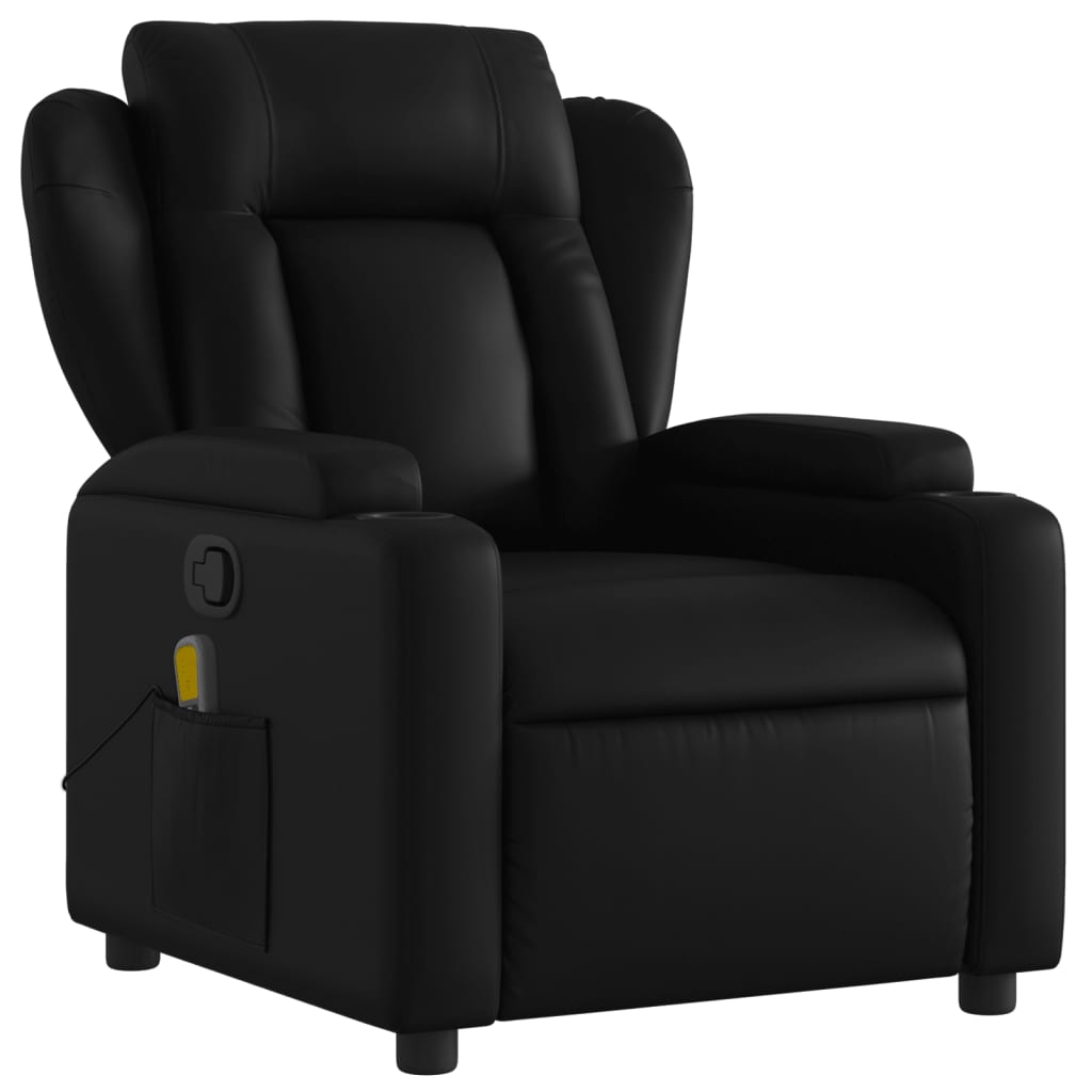 vidaXL Sillón de masaje reclinable cuero sintético negro