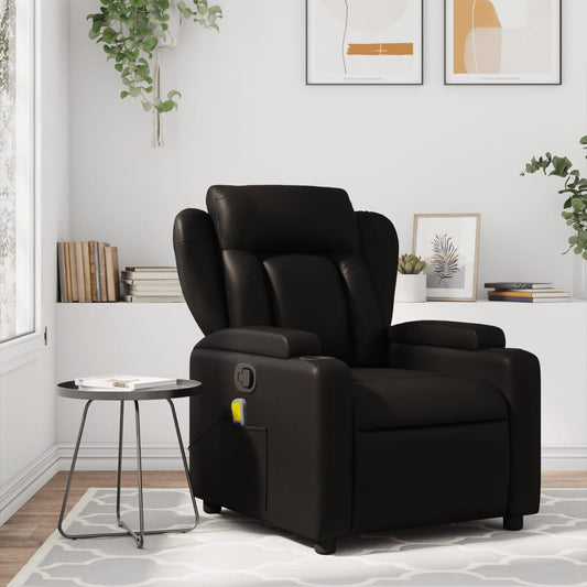 vidaXL Sillón de masaje reclinable cuero sintético negro