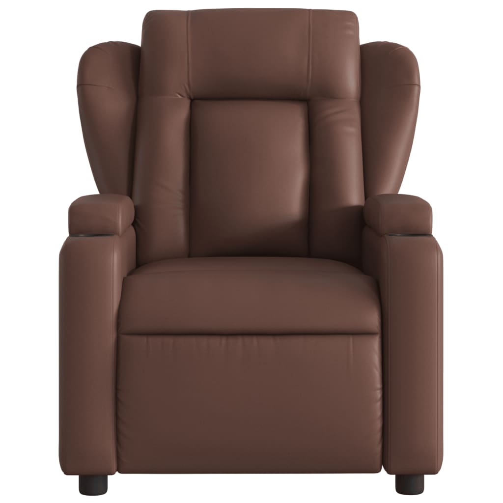 vidaXL Sillón de masaje reclinable cuero sintético marrón