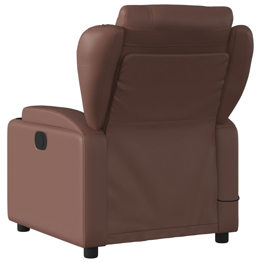 vidaXL Sillón de masaje reclinable cuero sintético marrón