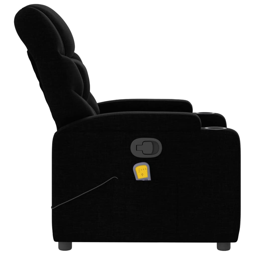 vidaXL Sillón reclinable de masaje de tela negro