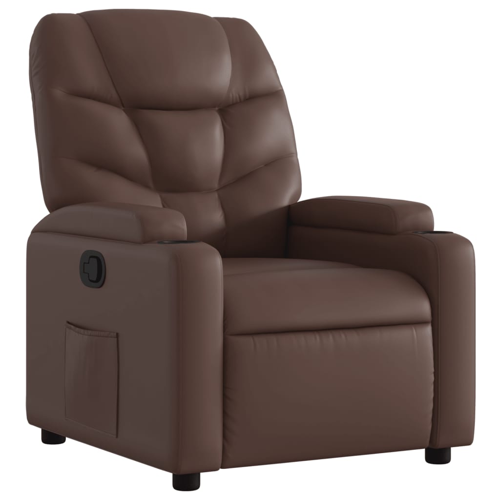 vidaXL Sillón reclinable de cuero sintético marrón